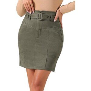 Faux Suede Skirt for Women Green